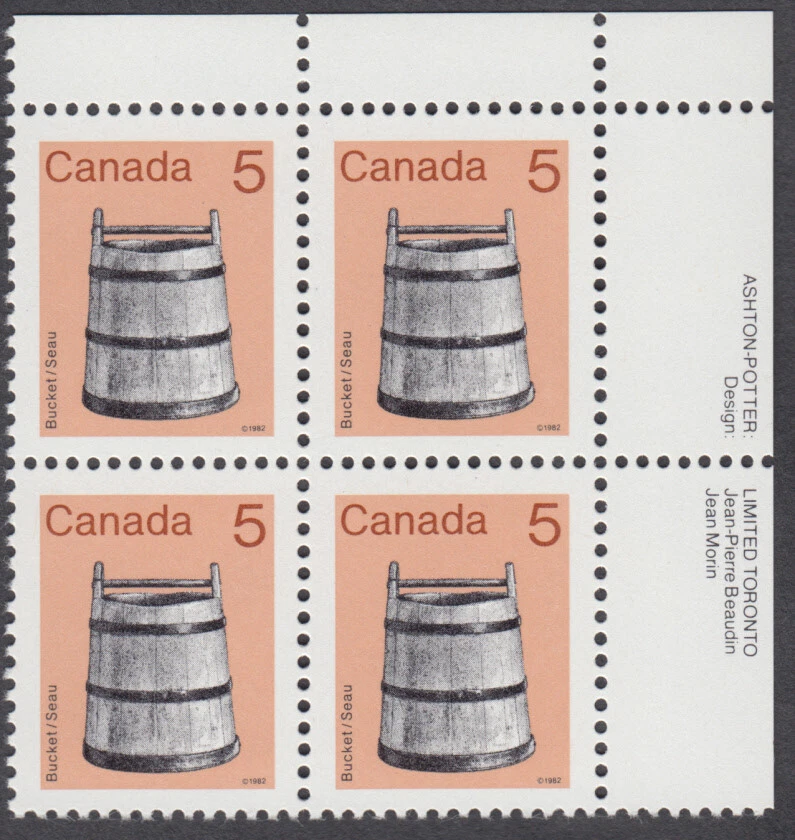 Canada - #920 Artifacts - Bucket, Plate Block, AP  - MNH - Image 1 of 1