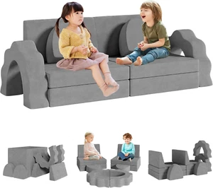 10Pcs Modular Kids Play Couch, Child Sectional Sofa, Couch Large Size, Toddlers - Picture 1 of 6