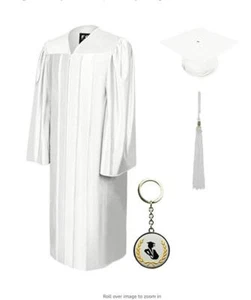 Fit4Grad Premium Matte Cap & Gown Graduation Set White Size 48 5'3"-5'5" FASTB76 - Picture 1 of 1