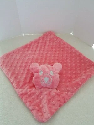 Pink Minky Dot Bear Lovey Security Blanket Handmade With Love 13"X13" - Image 1 of 4