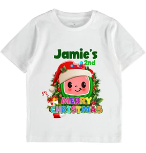 Personalised cocomelon Shirt top girls baby Toddler santa christmas clothes kid - Picture 1 of 1