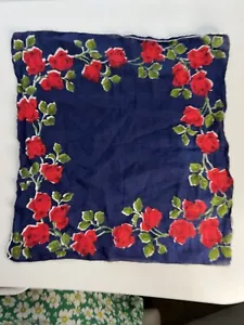 Sciarpa fazzoletto donna vintage rosso blu verde cotone floreale 13” x 13” - Foto 1 di 9