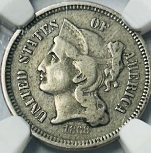 1868 Nickel Three Cent Piece NGC VF30 Nice Post Civil War Era Piece - Picture 1 of 8