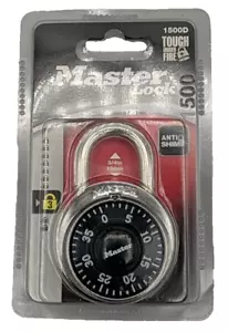 MasterLock 1500D 3/4" Combination Padlock Black EZ Turn/Read Dial Anti Shim - Picture 1 of 2