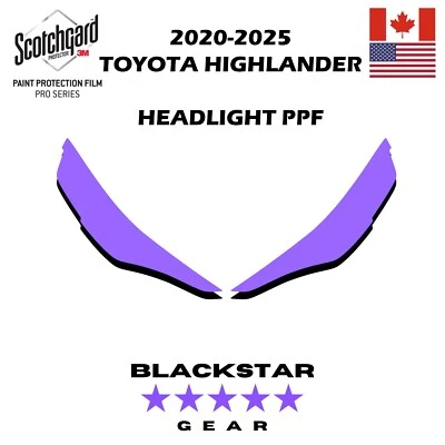 TOYOTA HIGHLANDER 2020-25 Pre-Cut 3M PRO Paint Protection Film PPF Headlights - Image 1 of 2