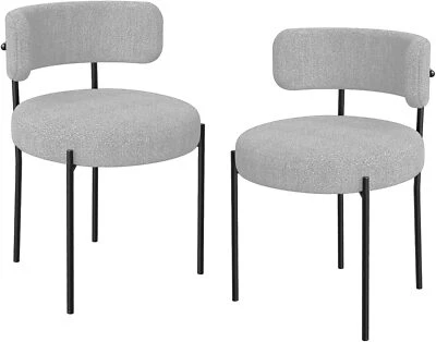 Juego de 2 sillas de comedor de cocina de tela Boucle Foto 1 de 4