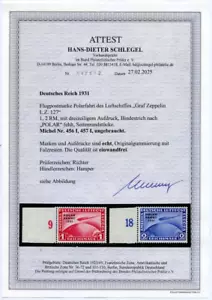 Dt. Reich 1931 Polarfahrt 456 I-457 I Ohne Bindestrich Ungebraucht Attest BPP/4 - Bild 1 von 3