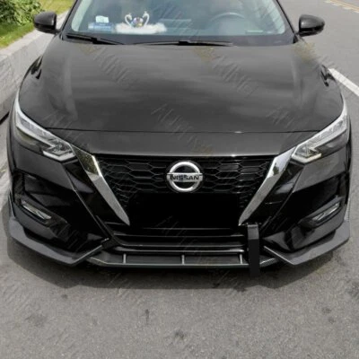 FOR 2020-2023 NISSAN SENTRA CARBON LOOK 3PCS FRONT BUMPER BODY KIT SPOILER LIP - Image 1 of 4