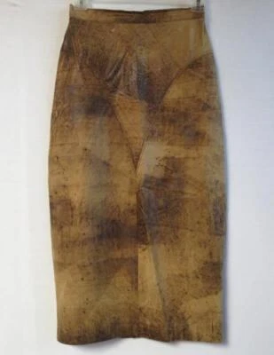 David Benjamin Size 7 Brown Leather Straight Skirt, Lined, Snaps up back, UNIQUE - Image 1 of 4