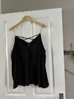New Look Size 14 Black Dressy Blouse Top Cold Shoulder Long Sleeve