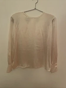 Vintage Dana Bachman Crème Silk Blouse With Sequin Detail - Picture 1 of 10