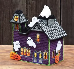 Mary Maxim Ghost House Plastic Canvas Tissue Box Cover Kit - Picture 1 of 1