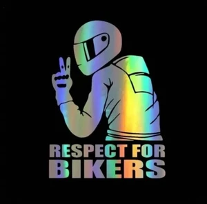 Motorrad Auto Aufkleber Respect for Bikers Solitaritäts-Sticker Reflektierend - Bild 1 von 1