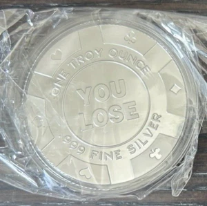 Sexy 1 Oz .999 Fine Silver Art Round You Lose Guns Up Cowgirl Poker Chip - Bild 1 von 4