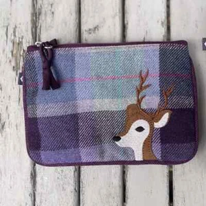 Earth Squared Fair Trade Tartan Tweed Geldbörse für Karten Bargeld Münze Hirsch Design - Bild 1 von 4