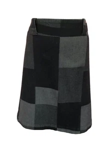 NEW $298 WORTH 10 Large Blue Denim Patchwork Designer Womens Mini Skirt NWT - Picture 1 of 12