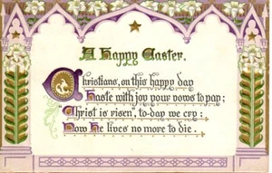 Postal de colección post 1910 saludos de Pascua cristianos en este poema de día feliz - Imagen 1 de 2