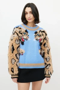 Dolce & Gabbana Tiger Embroidered Wool Fur Cardigan Sweater (IT 38) RRP $4,300 - Picture 1 of 11