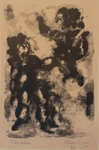 Chaim Gross Lithograph - "Tomblers" Signed and Dated 14 1/2" X 9 1/2" - Picture 1 of 4