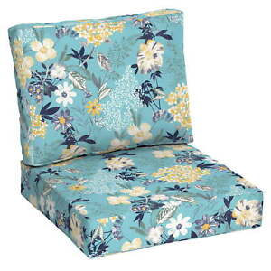 42" x 24" Turquoise Floral Outdoor 2-Piece Deep Seat Cushion