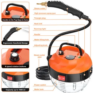 Limpiador de vapor portátil de alta resistencia 3800 W, 105 ° C/221 ° F alta temperatura, tanque de 1000 ml - Imagen 1 de 11