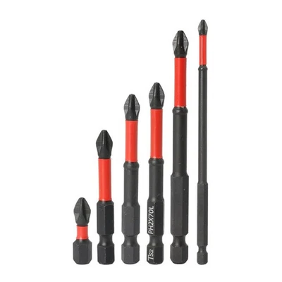 Heavy Duty Magnetic Non Slip PH2 Cross Screwdriver Bits Hex Shank Red 50 90mm - Image 1 of 4