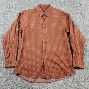 Alan Flusser Shirt Mens Large Burnt Orange Geometric AOP Long Sleeve Pocket - Picture 1 of 9