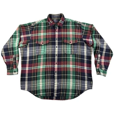 Camisa Polo Ralph Lauren De Colección Hombres 2XL XXL Verde Rojo A Cuadros Lana Chamarra Franela Foto 1 de 4