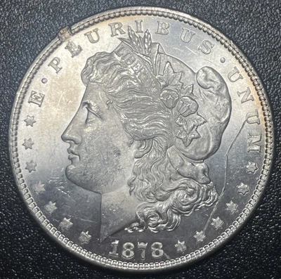 1878-P Morgan Silver Dollar 8TF $1 Uncirculated Proof Like Scratched - Image 1 of 2