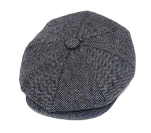 Herringbone Peaky Blinder's Style Tweed Hat News Boy Baker Boy Gatsby Cap - Picture 1 of 6
