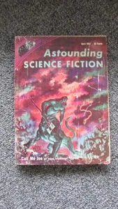 KELLY FREAS COVER SIGNED ASTOUNDING MAGAZINE 1957/04 ANDERSON SENTRY ANVIL GOOD - Picture 1 of 2