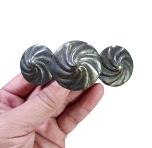 Vintage Tarnished Silver Swirl Circle Trio Hairclip - Picture 1 of 2