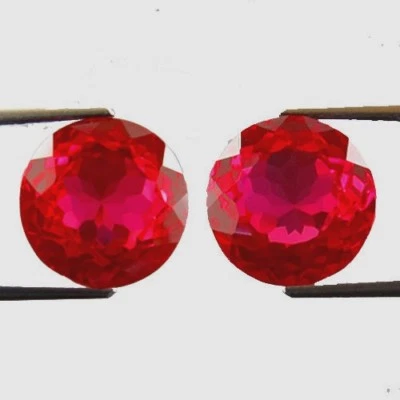 5.75 Ct Pink Red Ruby Corundum Lab Loose Gems Round 8.5 mm - Image 1 of 3