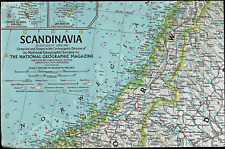 1963-4 April Vintage SCANDINAVIA & ICELAND National Geographic Map - (515)