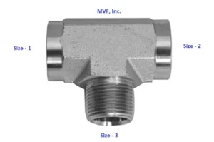 3/4" Female x 3/4" Female x 3/4" Male Branch Pipe Tee NPT Steel 5604-12-12-12 - Picture 1 of 4