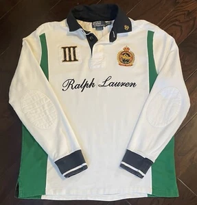Polo Ralph Lauren St. Moritz White World Cup Rugby Long Sleeve Shirt 90s Sz XL - Picture 1 of 9