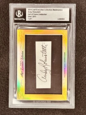 Andy Robustelli 2014 Leaf Masterpiece Cut Signature signed 1/1 JSA Rams Giants - Image 1 of 2