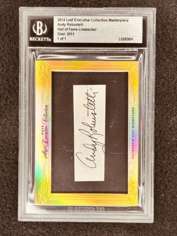 Andy Robustelli 2014 Leaf Masterpiece Cut Signature signed 1/1 JSA Rams Giants - Image 1 of 2