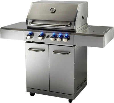 New Stainless Steel Outdoor Propane Gas BBQ 5 Burner Grill w/ Rotisserie + Cover - Image 1 of 4