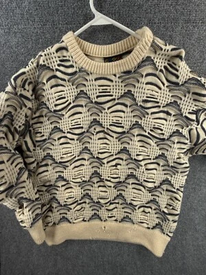 COOGI Australia Heavyweight Pure Wool Knit Large Sweater Blue Ivory ****** Holes - Image 1 of 4