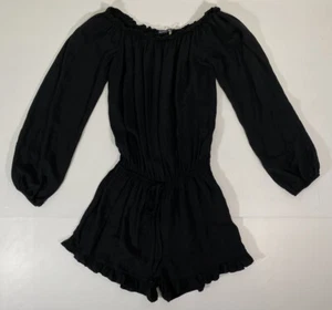 Brandy Melville Gabriella Off The Shoulder Romper Sz One Size Black Long Sleeve - Picture 1 of 6