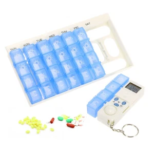 LED Reminder 28 Grid 7Day Weekly Digital Pill Box Pill Dispenser Case Organizer - Picture 1 of 12