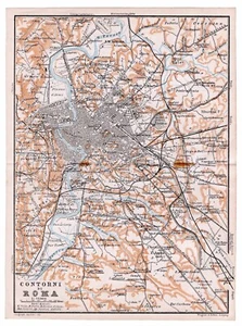 1909 Contorni di Roma, Rome, Italy, Antique Map - Picture 1 of 1
