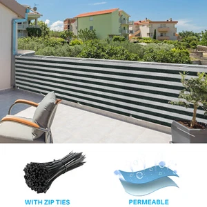 35in Balcony Privacy Fence Screen Apartment Porch Windproof Shade Green Stripe - Picture 1 of 9