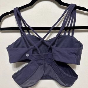 Lululemon Exquisite Bra Size 4 Purple *No Pads* Logo Cutouts EUC - Picture 1 of 4
