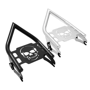 Skull Luggage Rack Detachables Iron Chrome/Black Motorcycle For Harley Road King - Picture 1 of 9