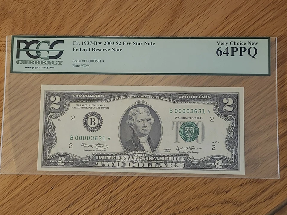 2003 $2 "STAR NOTE PCGS CERTIFIED 64 PPQ B00003631* NEW YORK DISTRICT LOW SER - Image 1 of 4