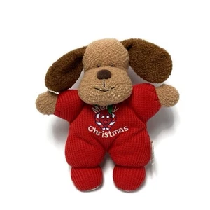 Suave Sueños Feliz Navidad Peluche Cachorro Sonajero Juguete Rojo Waffle Tejido Relleno - Imagen 1 de 7