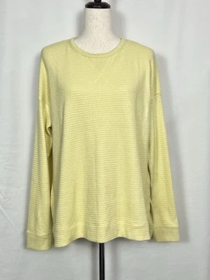 Sudadera para mujer American Eagle Waffle cuello redondo relajada color amarillo talla M Foto 1 de 4