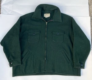 Vintage Melton USA Green MACKINAW WOOL Zip HUNTING JACKET XL XXL SHIRT JAC 4 POCK - Bild 1 von 7